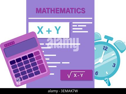 Calculator and mathematical graph Stock Vector