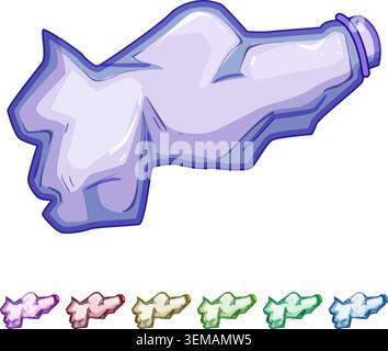 line crumpled plastic bottle cartoon vector graphic Stock Vector
