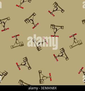 seamless pattern faucet plumbing valve cartoon vector Stock Vector
