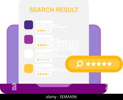 search results with star rating Stock Vector