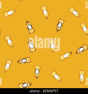 seamless pattern Mustard bottle with blank label vector Stock Vector