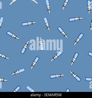 seamless pattern solution nasal spray bottle cartoon vector Stock Vector