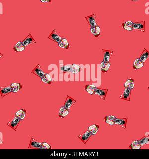 seamless pattern coin bubblegum machine cartoon vector Stock Vector