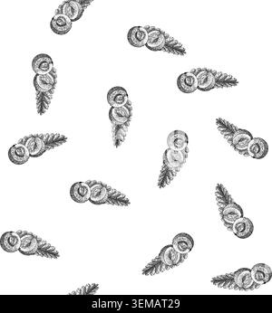 seamless pattern indian amla sketch hand drawn Stock Vector