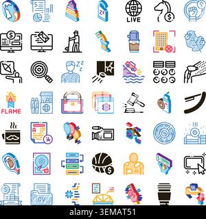 Diverse icon set representing business and technology concepts Stock Vector