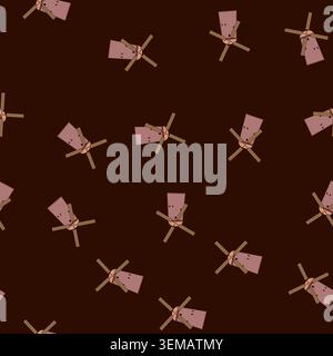 seamless pattern wheat mill farm cartoon vector Stock Vector