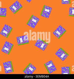 seamless pattern blank notebook cartoon vector Stock Vector