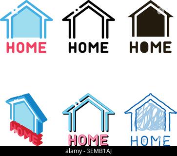 webshop variations home button icon vector outline Stock Vector