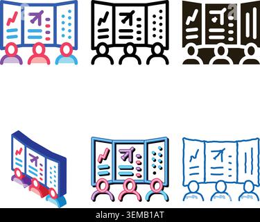 air navigation dispatcher display simplified icon vector outline Stock Vector