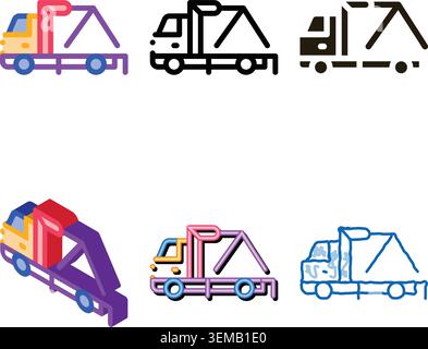 evacuator crane icon vector outline mix Stock Vector
