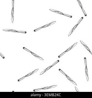 seamless pattern custom knife engraved silver sketch hand drawn Stock Vector