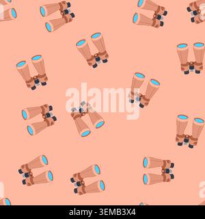 seamless pattern discovery binoculars cartoon vector Stock Vector