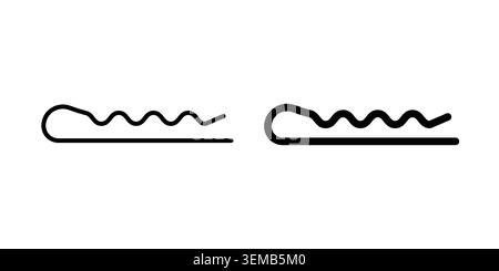 Bobby pin icon design. Illustration icons in linear and clipart pack. Stock Vector