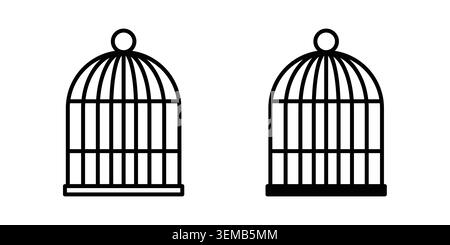 Bird cage icon design. Illustration icons in linear and clipart pack. Stock Vector