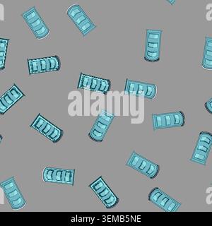 seamless pattern Blue portable toilet providing outdoor sanitation solution Stock Vector