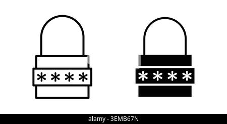 Code lock icon design. Illustration icons in linear and clipart pack. Stock Vector