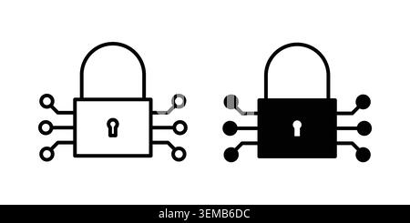 Cyber security icon design. Illustration icons in linear and clipart pack. Stock Vector