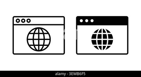 Browser icon design. Illustration icons in linear and clipart pack. Stock Vector