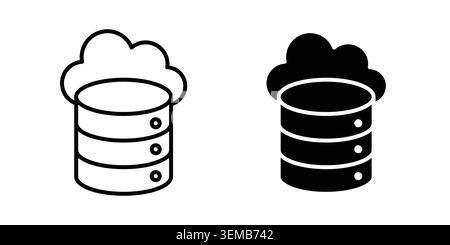 Cloud database icon design. Illustration icons in linear and clipart pack. Stock Vector