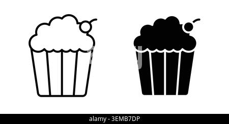 Cupcake icon design. Illustration icons in linear and clipart pack. Stock Vector