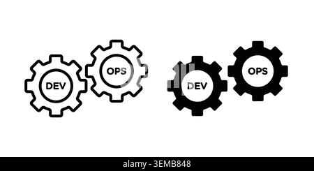 Dev ops icon design. Illustration icons in linear and clipart pack. Stock Vector