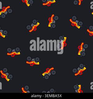 seamless pattern jeep monster truck cartoon vector Stock Vector