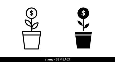 Investment tree icon design. Illustration icons in linear and clipart pack. Stock Vector
