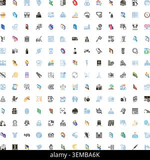 Diverse icon collection illustrating various modern concepts Stock Vector