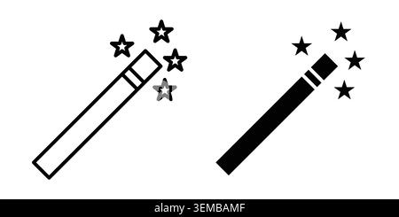 Magic wand icon design. Illustration icons in linear and clipart pack. Stock Vector
