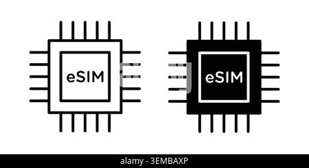 ESIM icon design. Illustration icons in linear and clipart pack. Stock Vector