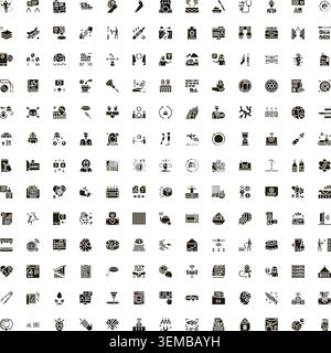 Glyph icons set illustrating diverse business and lifestyle concepts Stock Vector