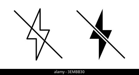 Flash off icon design. Illustration icons in linear and clipart pack. Stock Vector