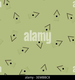 seamless pattern wood bird house cartoon vector Stock Vector