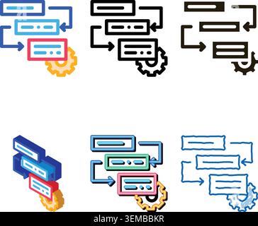 gear algorythm system agile element vector icon types Stock Vector