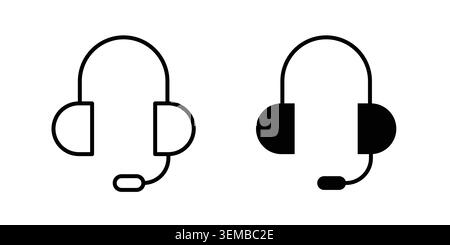 Headset icon design. Illustration icons in linear and clipart pack. Stock Vector