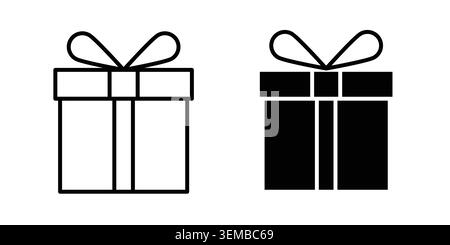 Gift box icon design. Illustration icons in linear and clipart pack. Stock Vector