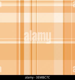 Indoor textile check plaid, subtle texture tartan background. Long vector seamless fabric pattern in orange and antique white colors palette. Stock Vector