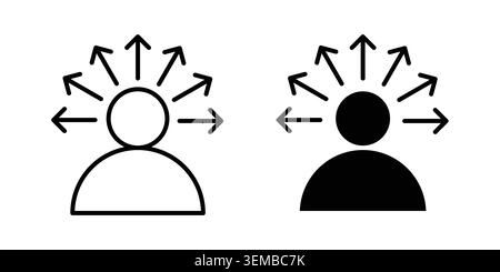 Self awareness icon design. Illustration icons in linear and clipart pack. Stock Vector