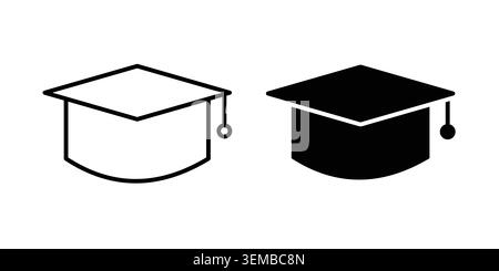 Graduation cap icon design. Illustration icons in linear and clipart pack. Stock Vector