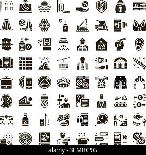 Collection of business and lifestyle glyph icons Stock Vector