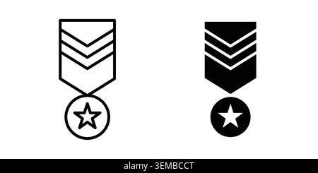 Military rank badge icon design. Illustration icons in linear and clipart pack. Stock Vector