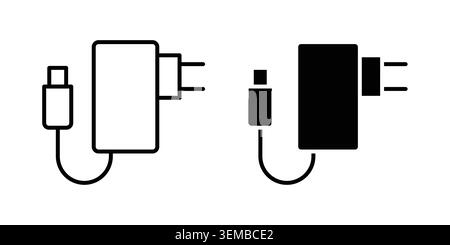 Mobile charger icon design. Illustration icons in linear and clipart pack. Stock Vector