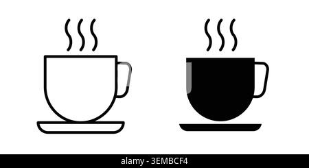 Hot tea icon design. Illustration icons in linear and clipart pack. Stock Vector