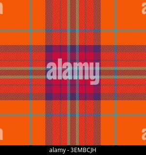 Fuzzy background tartan pattern, turkish seamless plaid textile. Decor vector fabric texture check in bright and red colors palette. Stock Vector