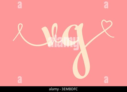VG initial wedding monogram calligraphy vector illustration. Hand drawn lettering v and g love logo design for valentines day poster, greeting card, p Stock Vector