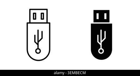 Usb icon design. Illustration icons in linear and clipart pack. Stock Vector