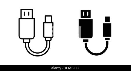 USB cable icon design. Illustration icons in linear and clipart pack. Stock Vector