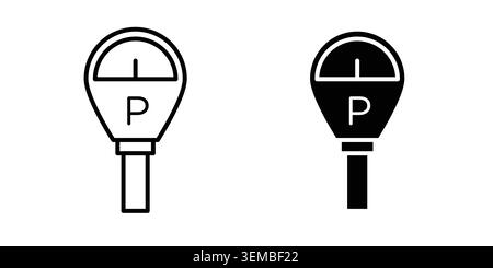 Parking meter icon design. Illustration icons in linear and clipart pack. Stock Vector