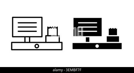 POS system icon design. Illustration icons in linear and clipart pack. Stock Vector