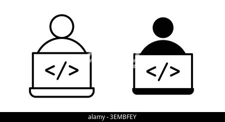 Programmer icon design. Illustration icons in linear and clipart pack. Stock Vector